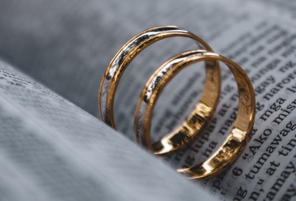 Two aligned and inter-grouped wedding rings